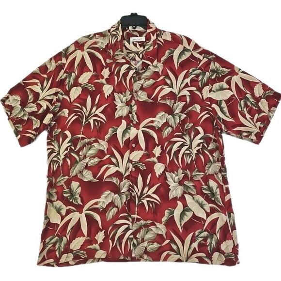 Pierre Cardin~Men's Size XL~Brown Hawaiian Shirt Rayon Short Sleeve Floral Prnt. - Picture 1 of 10
